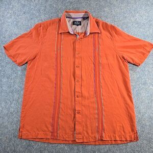 NAT NAST Camp Havana Button Up Shirt Men’s L 100% Silk Orange Resort Tropic
